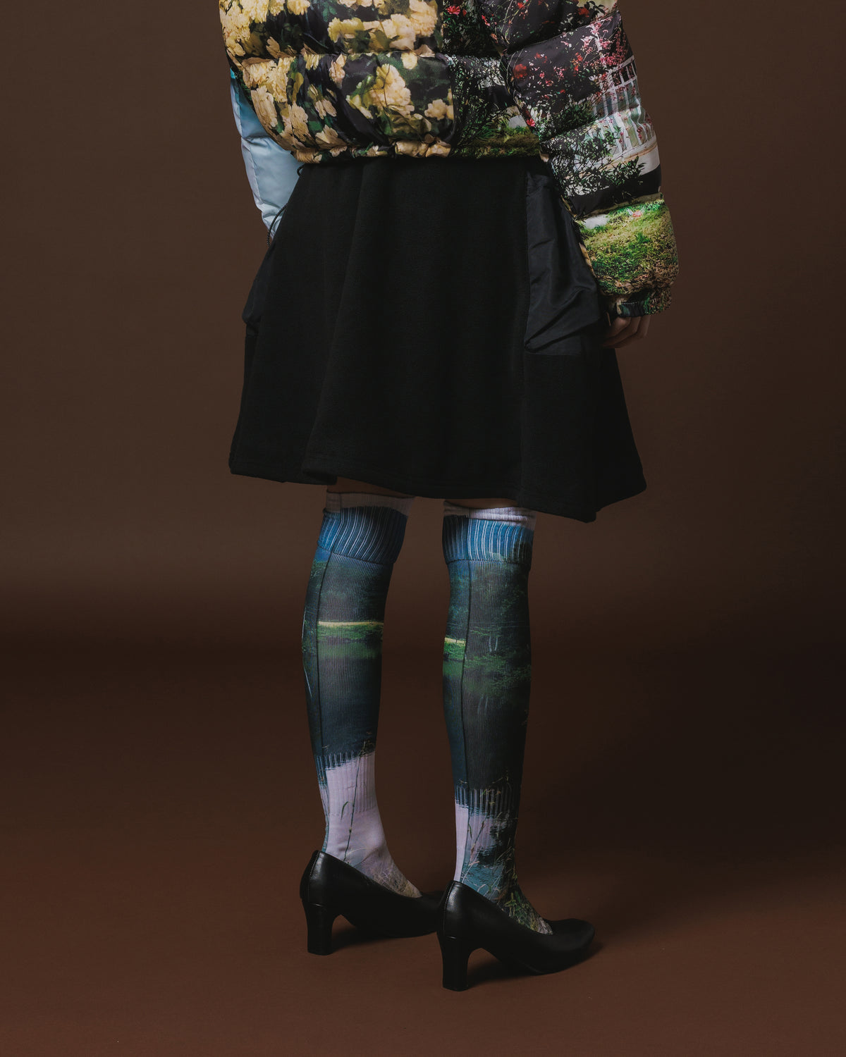 FLEECE MINI CARGO SKIRT (BLACK)