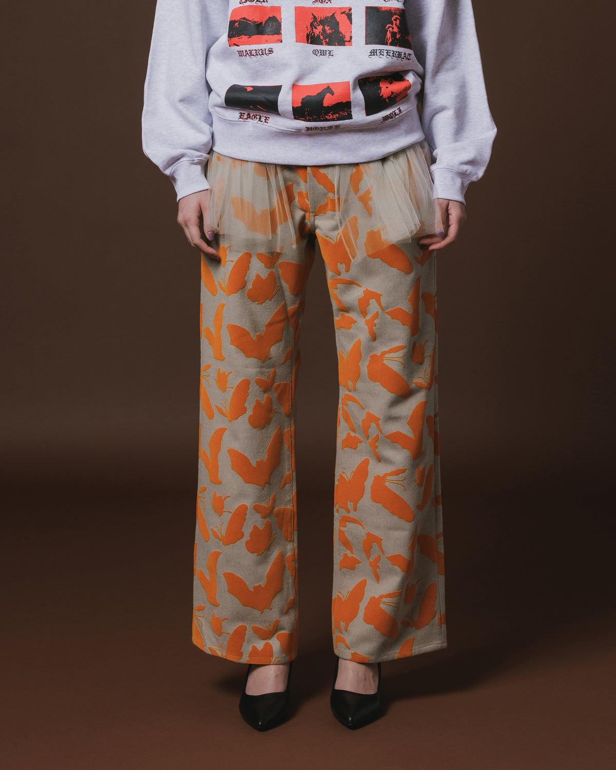 ADJUSTER FLOCKY PANTS (BEIGE x ORANGE)