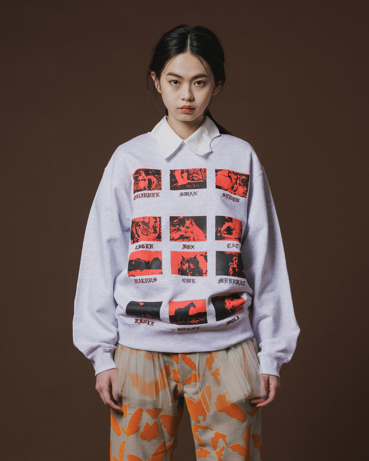 PRINT PULLOVER SWEAT / ANIMAL (GRAY)
