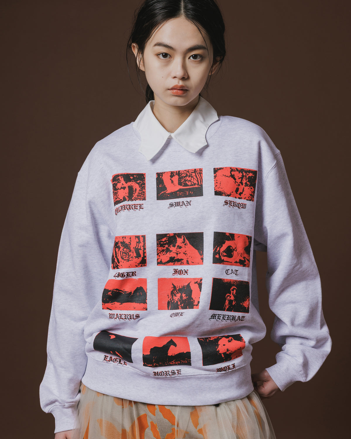 PRINT PULLOVER SWEAT / ANIMAL (GRAY)