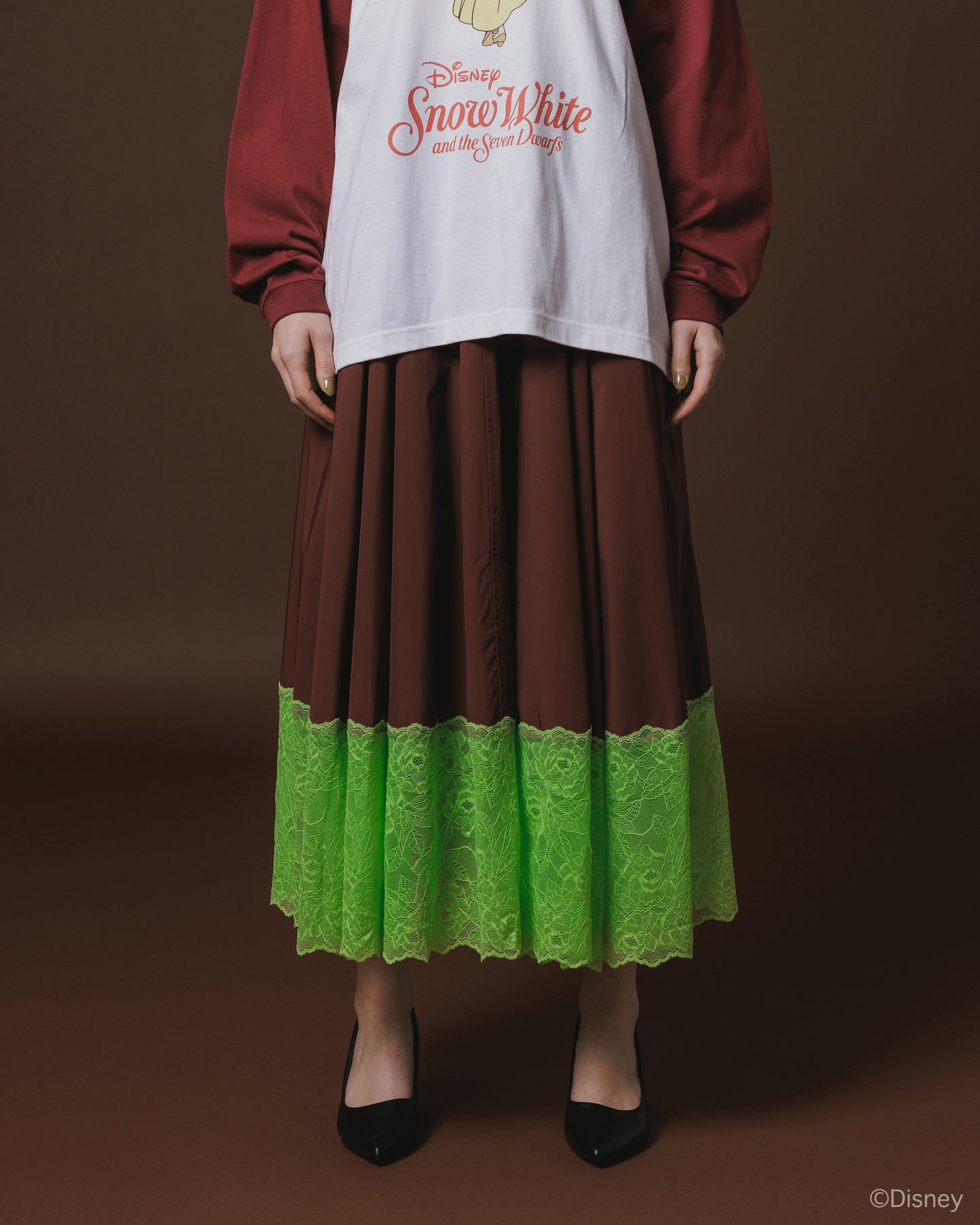 LACE RIBBON SKIRT (WINE)