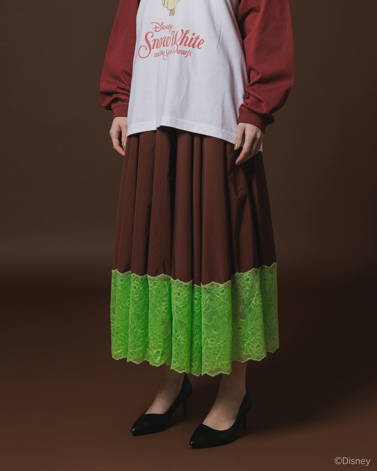 LACE RIBBON SKIRT (WINE)