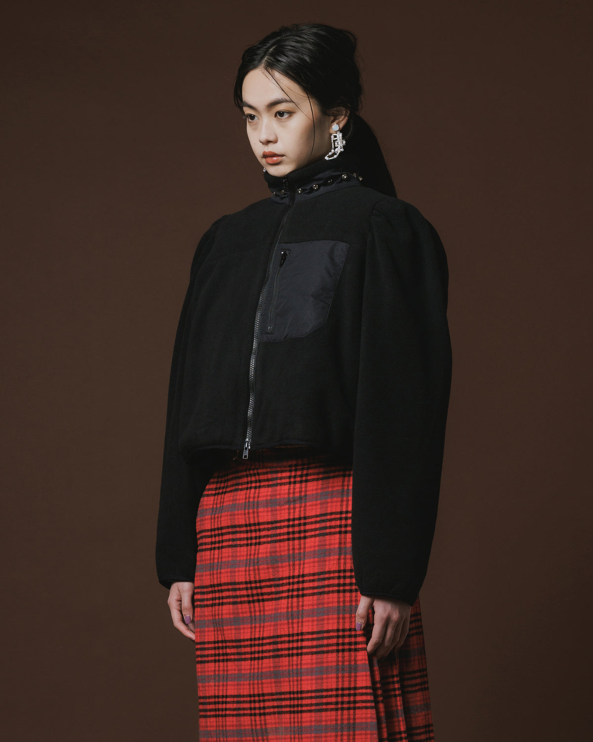 FLEECE STUDS JACKET (BLACK)