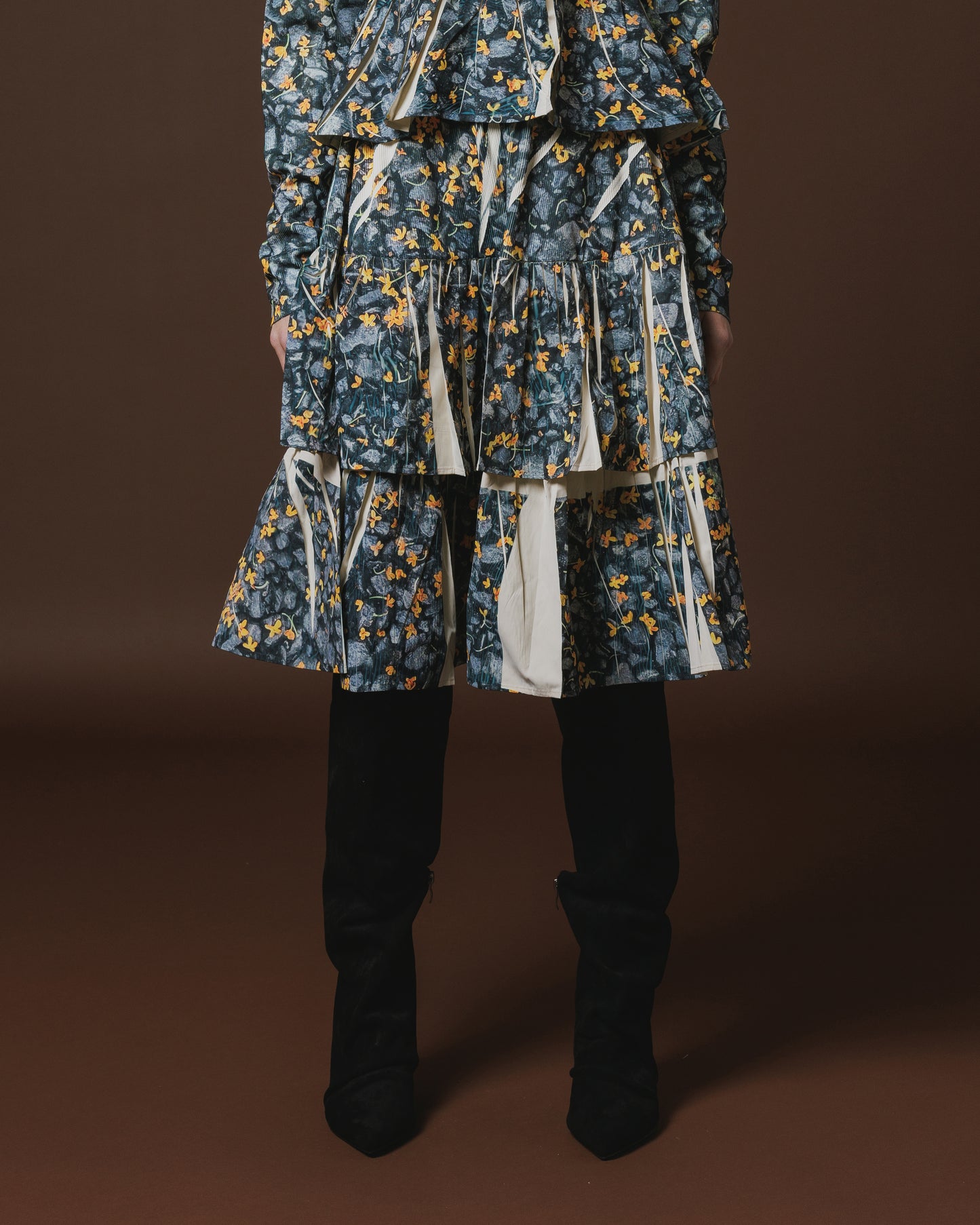 DIRECT PRINT RIB GATHER SKIRT (PETAL)