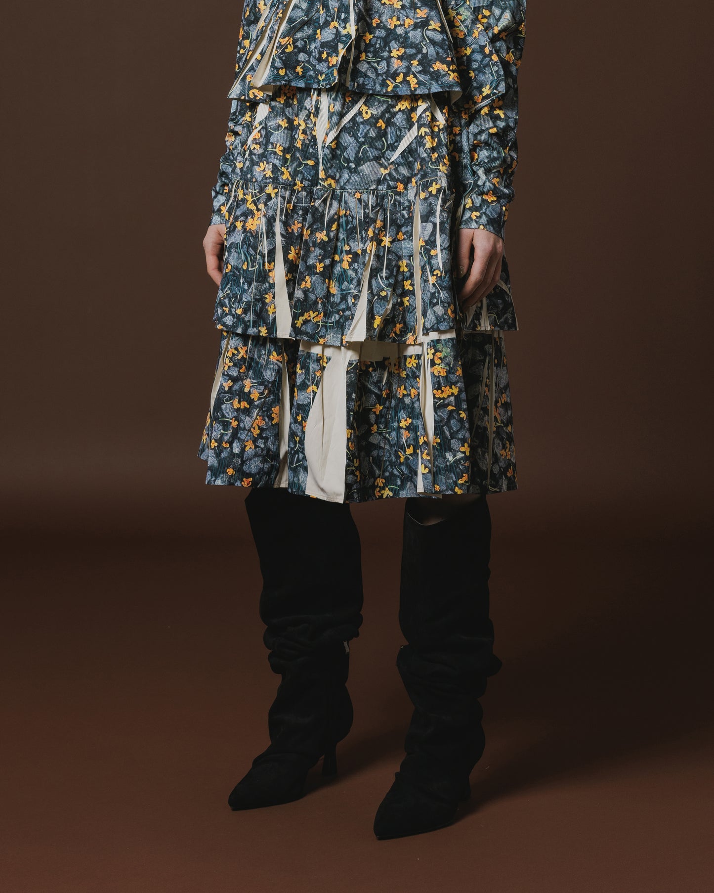 DIRECT PRINT RIB GATHER SKIRT (PETAL)