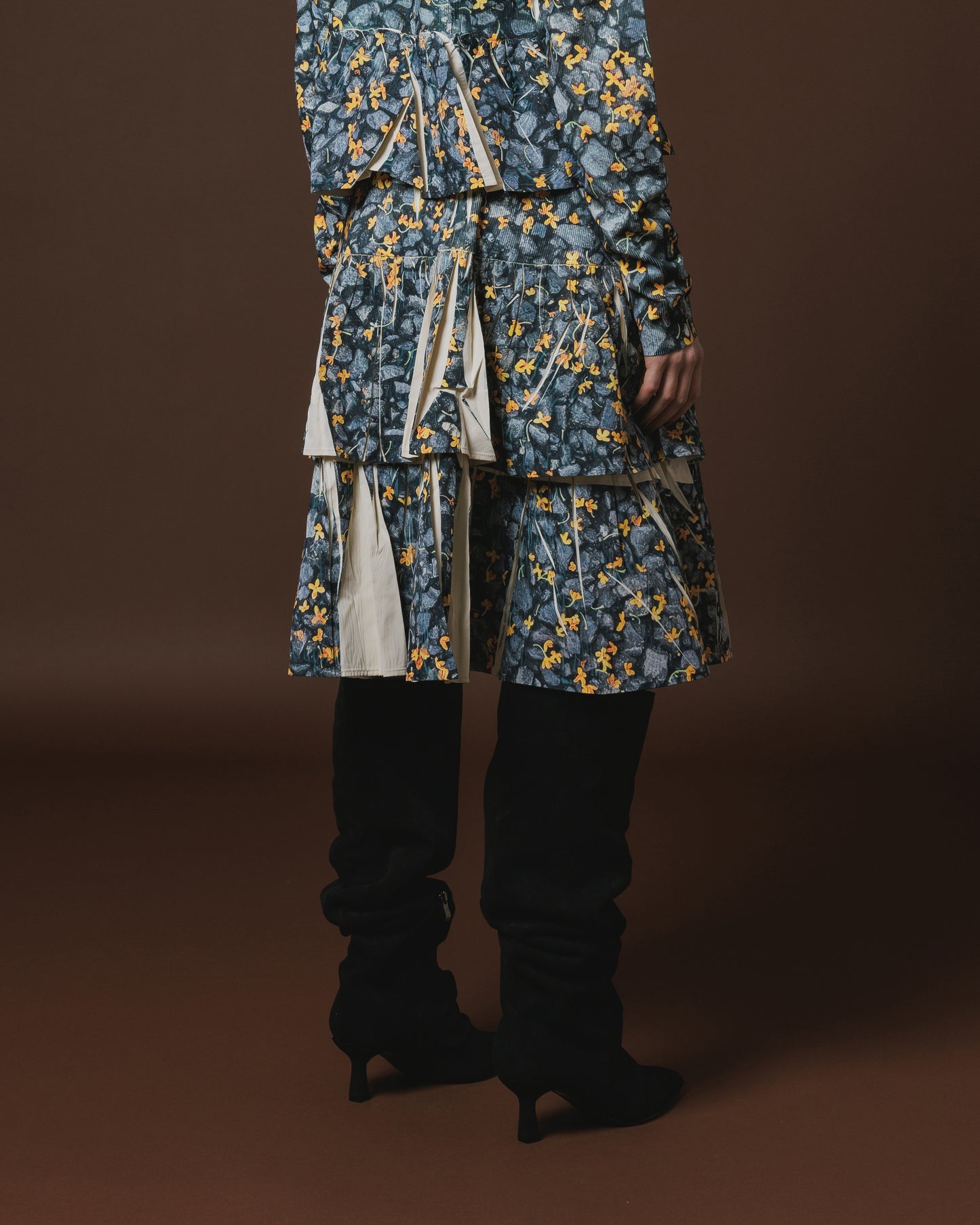 DIRECT PRINT RIB GATHER SKIRT (PETAL)