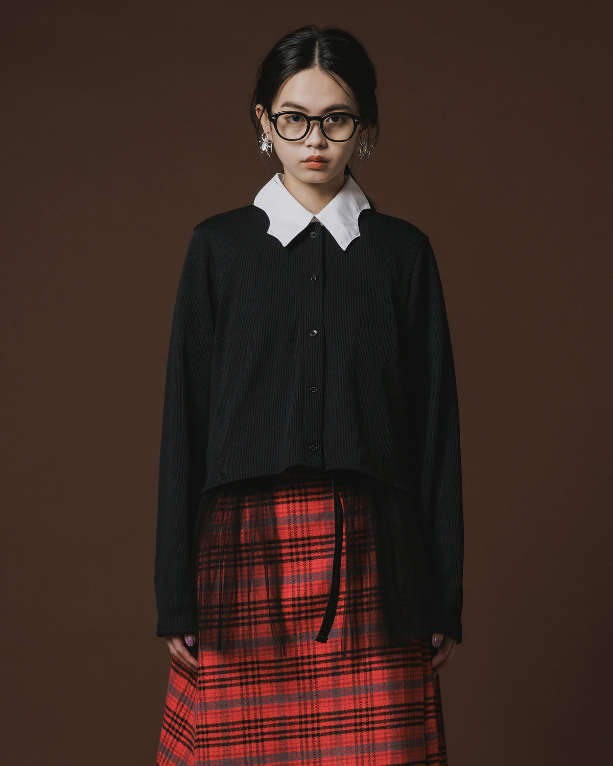 CRASH GATHER CARDIGAN (BLACK)
