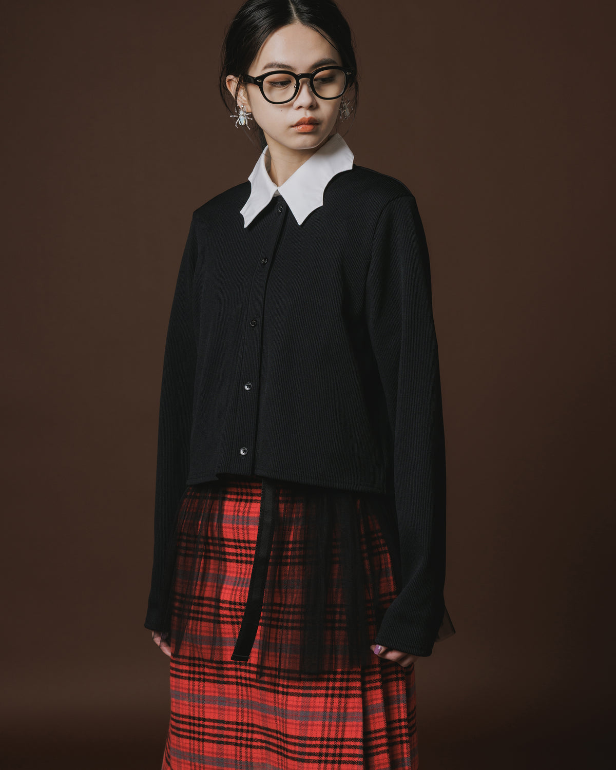 CRASH GATHER CARDIGAN (BLACK)