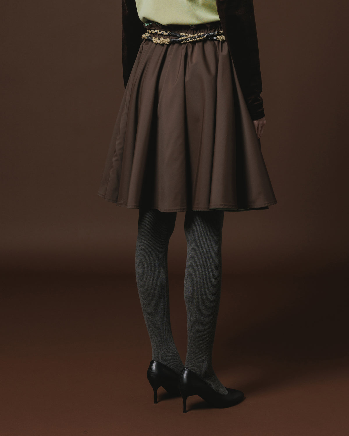 REVERSIBLE GATHER SKIRT (M.GREEN x BROWN)