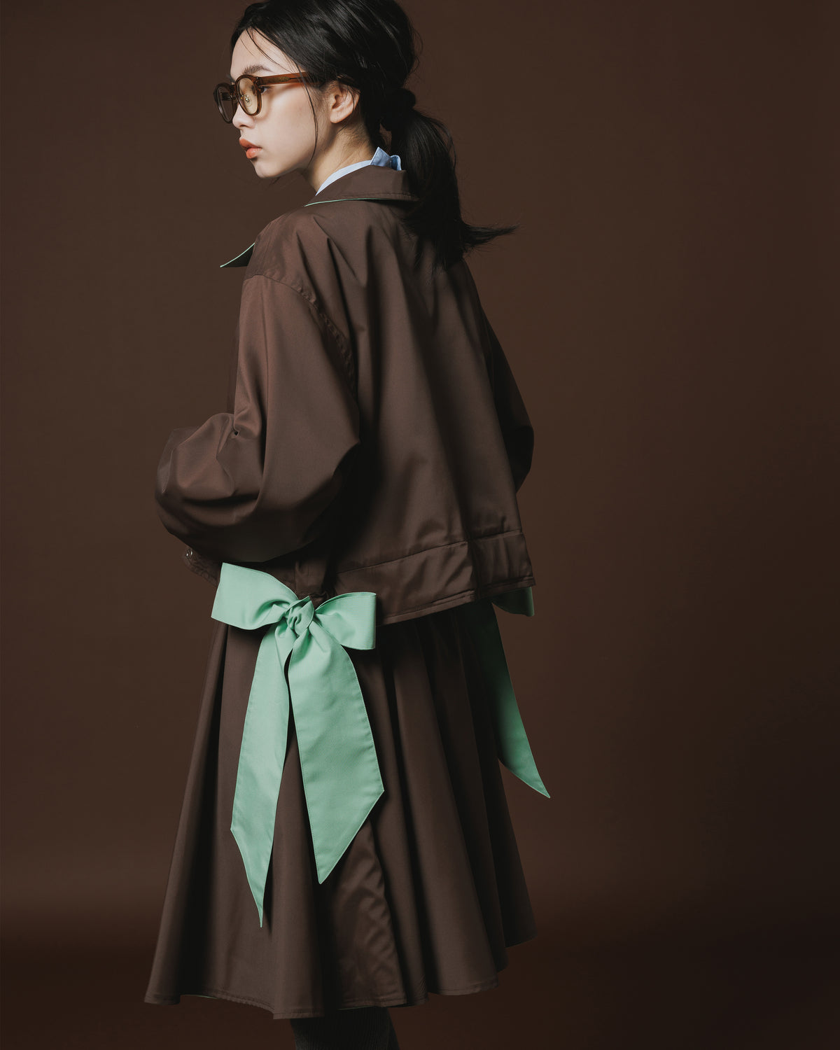 REVERSIBLE RIBBON JACKET (M.GREEN x BROWN)