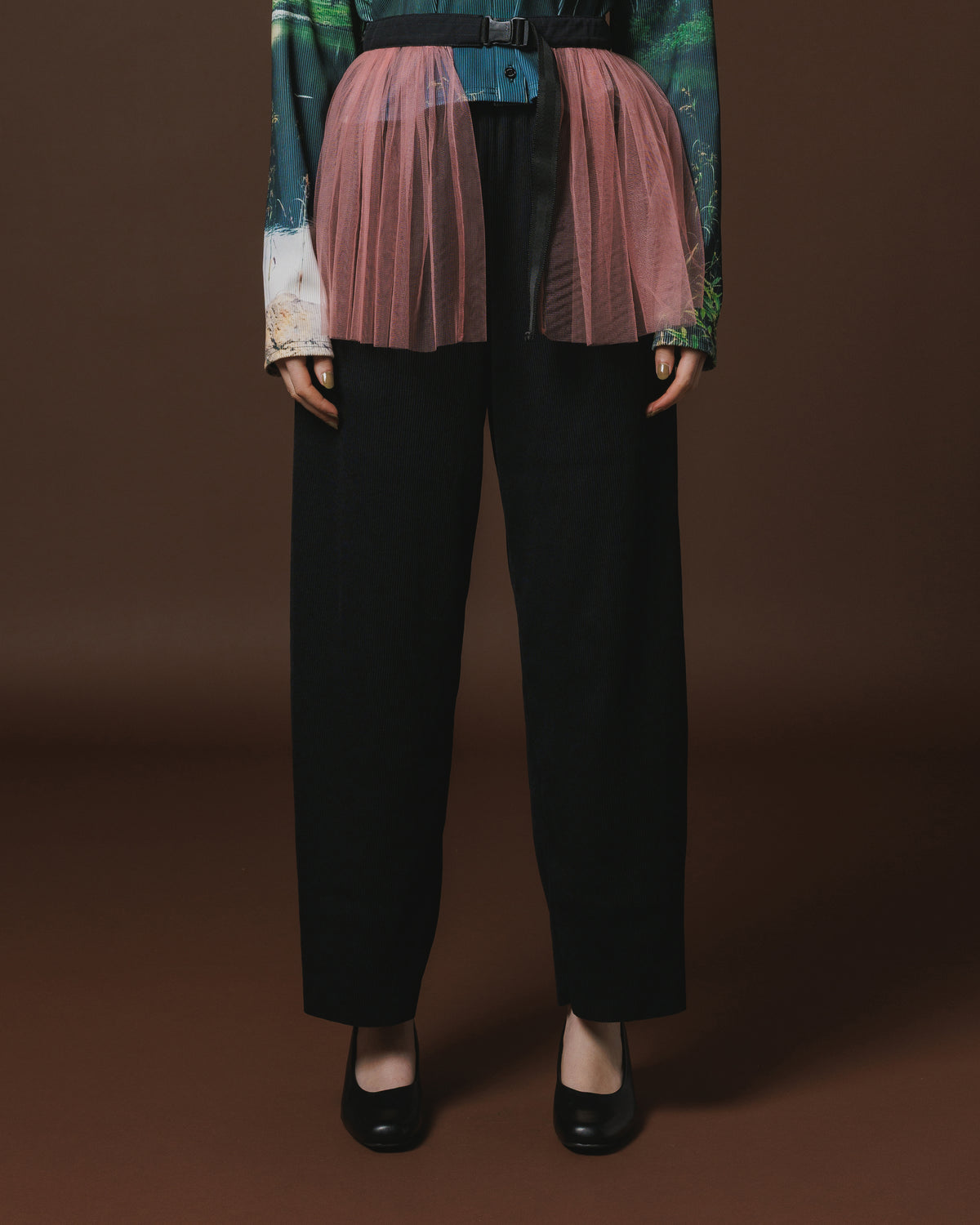 RIB WIDE PANTS (BLACK)