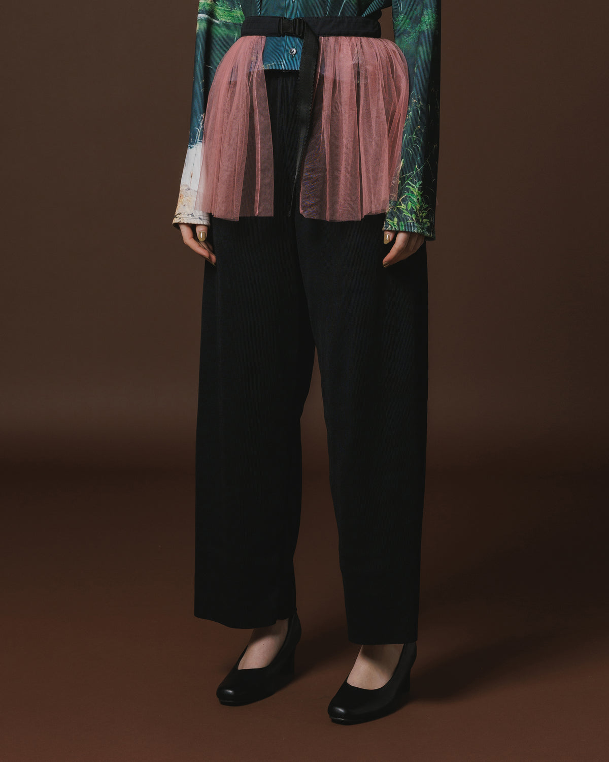 RIB WIDE PANTS (BLACK)