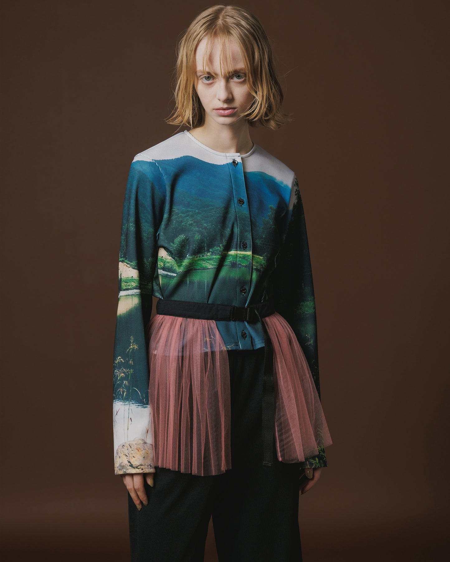 RIB COMPACT CARDIGAN (LAKE)