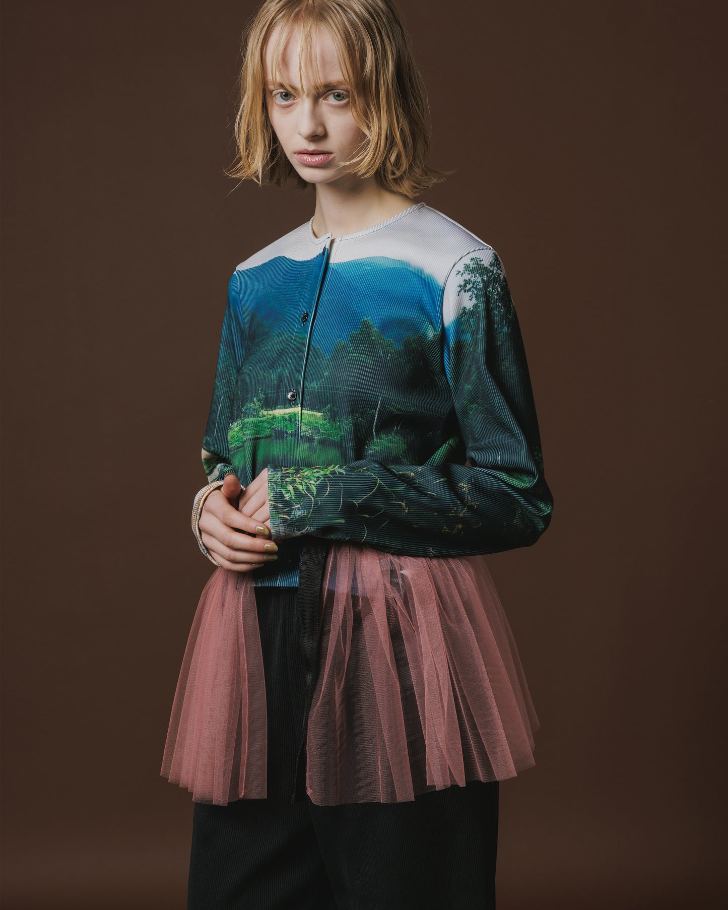 RIB COMPACT CARDIGAN (LAKE)