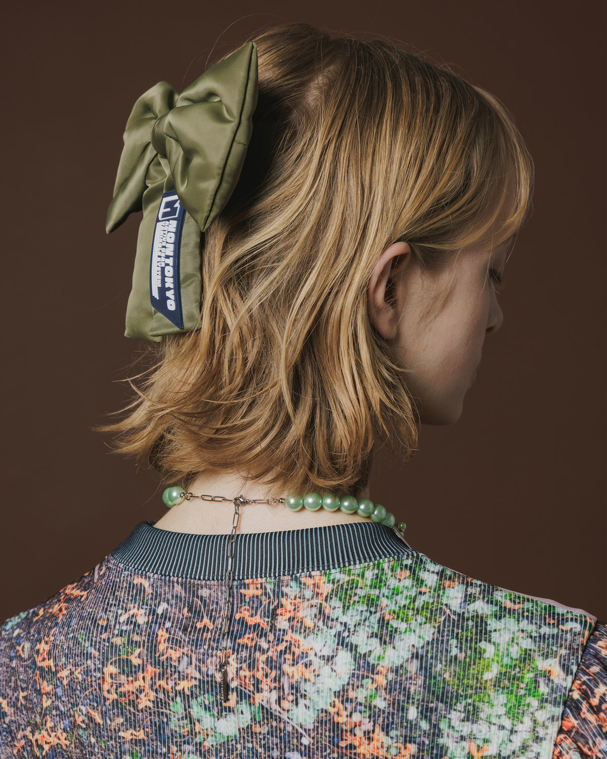 PADDED RIBBON BARRETTE (KHAKI)