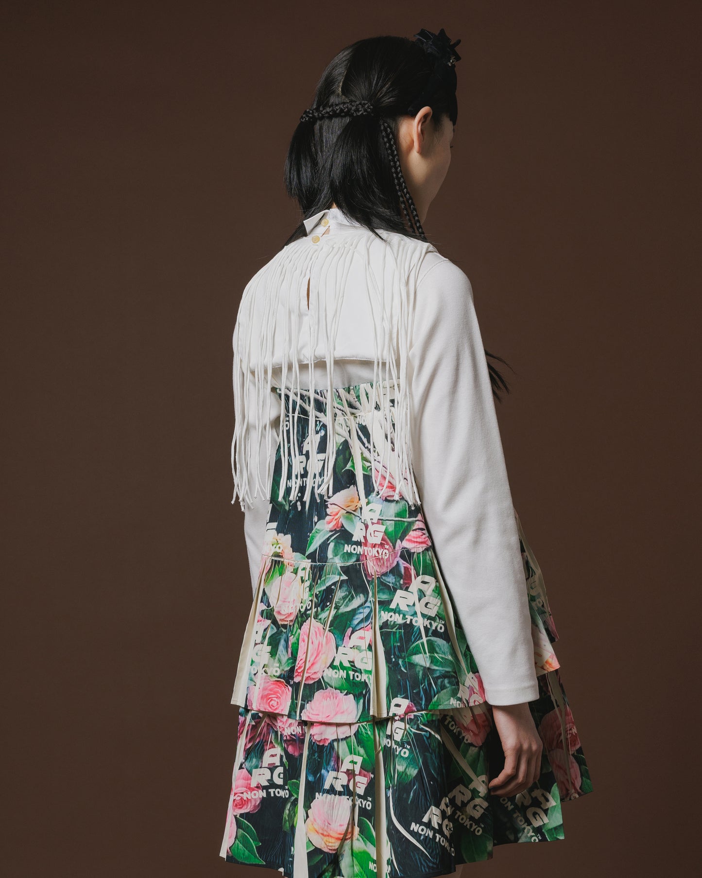 DIRECT PRINT RIB GATHER SKIRT (ARG ROSE)