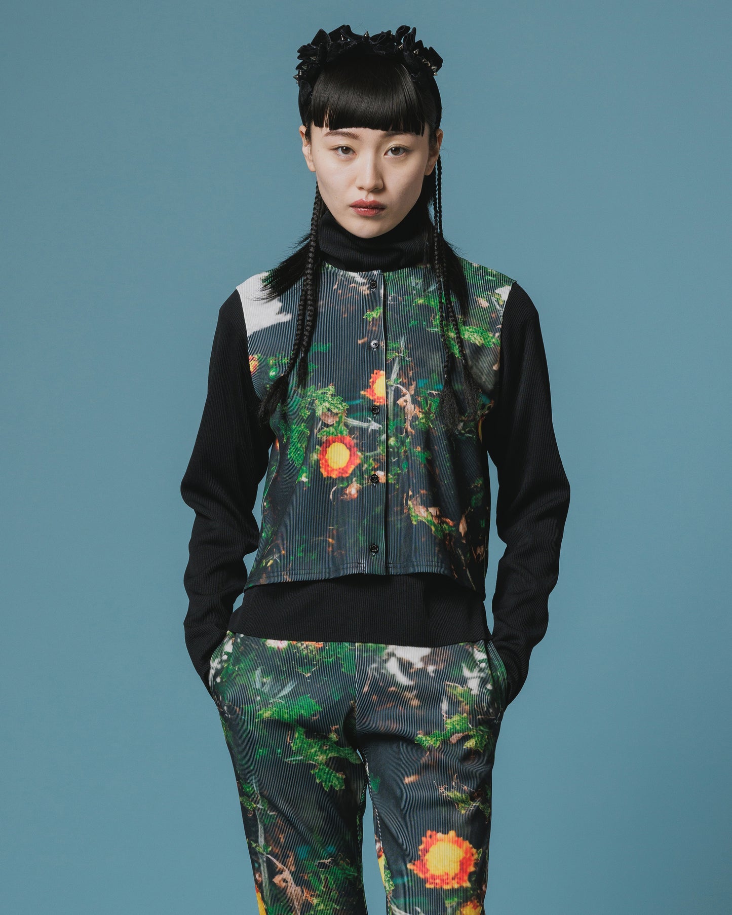 RIB COMPACT CARDIGAN (FLOWER)