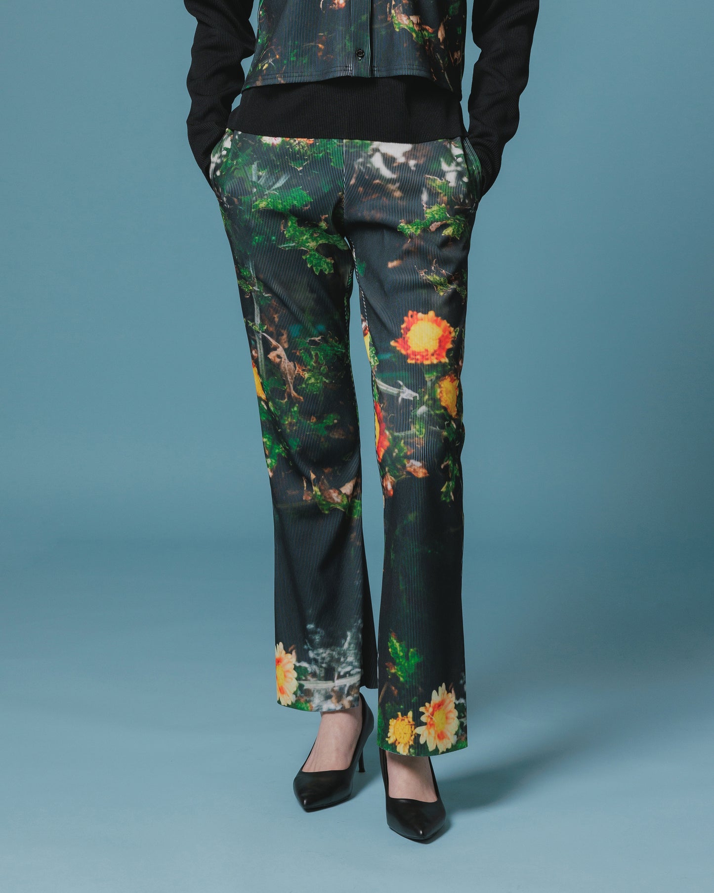 RIB FLARE PANTS (FLOWER)