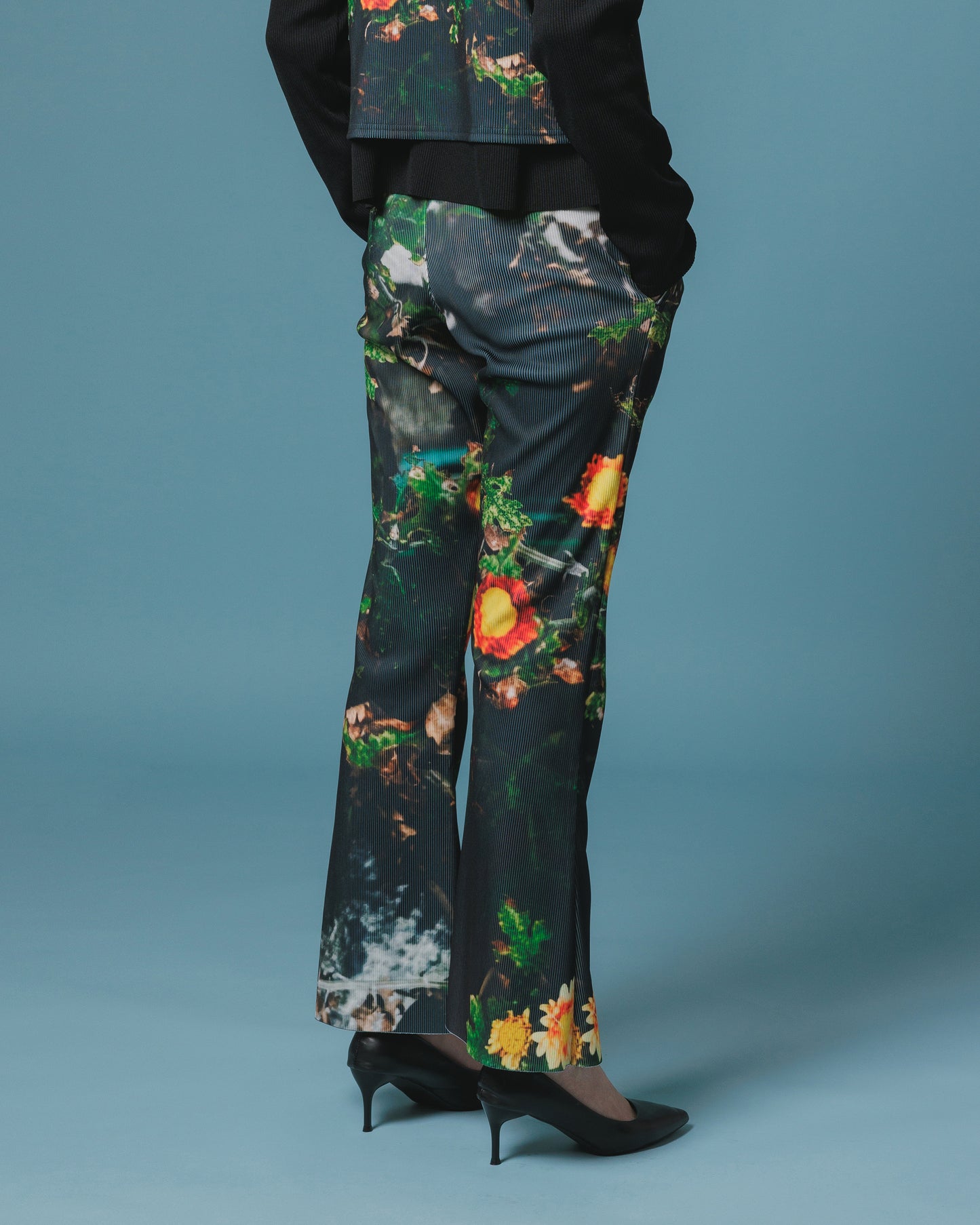RIB FLARE PANTS (FLOWER)