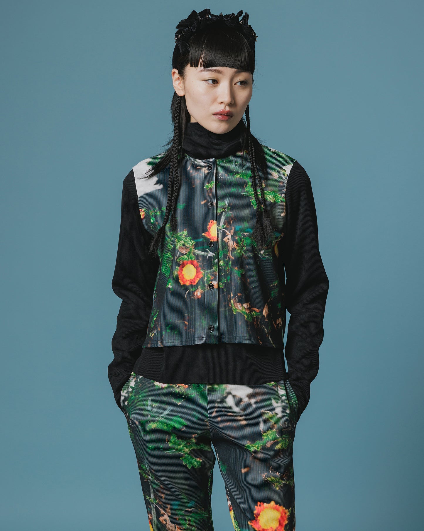 RIB COMPACT CARDIGAN (FLOWER)