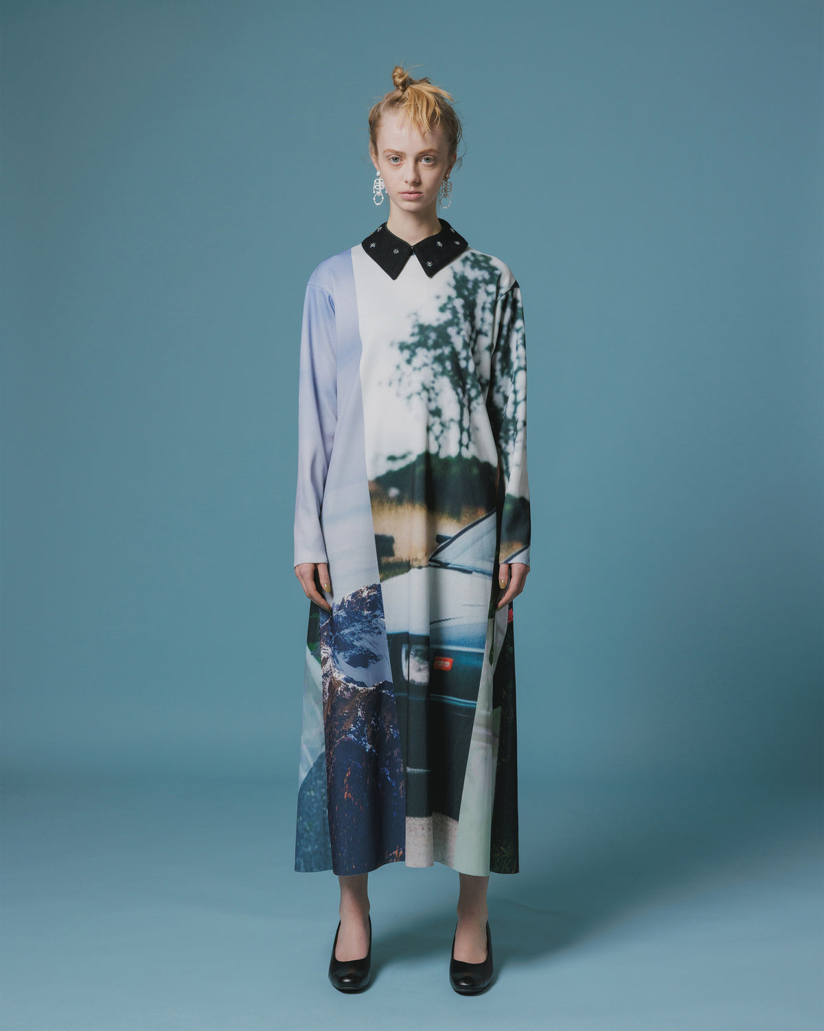 PRINT RIB L/S ONE-PIECE (COLLAGE)