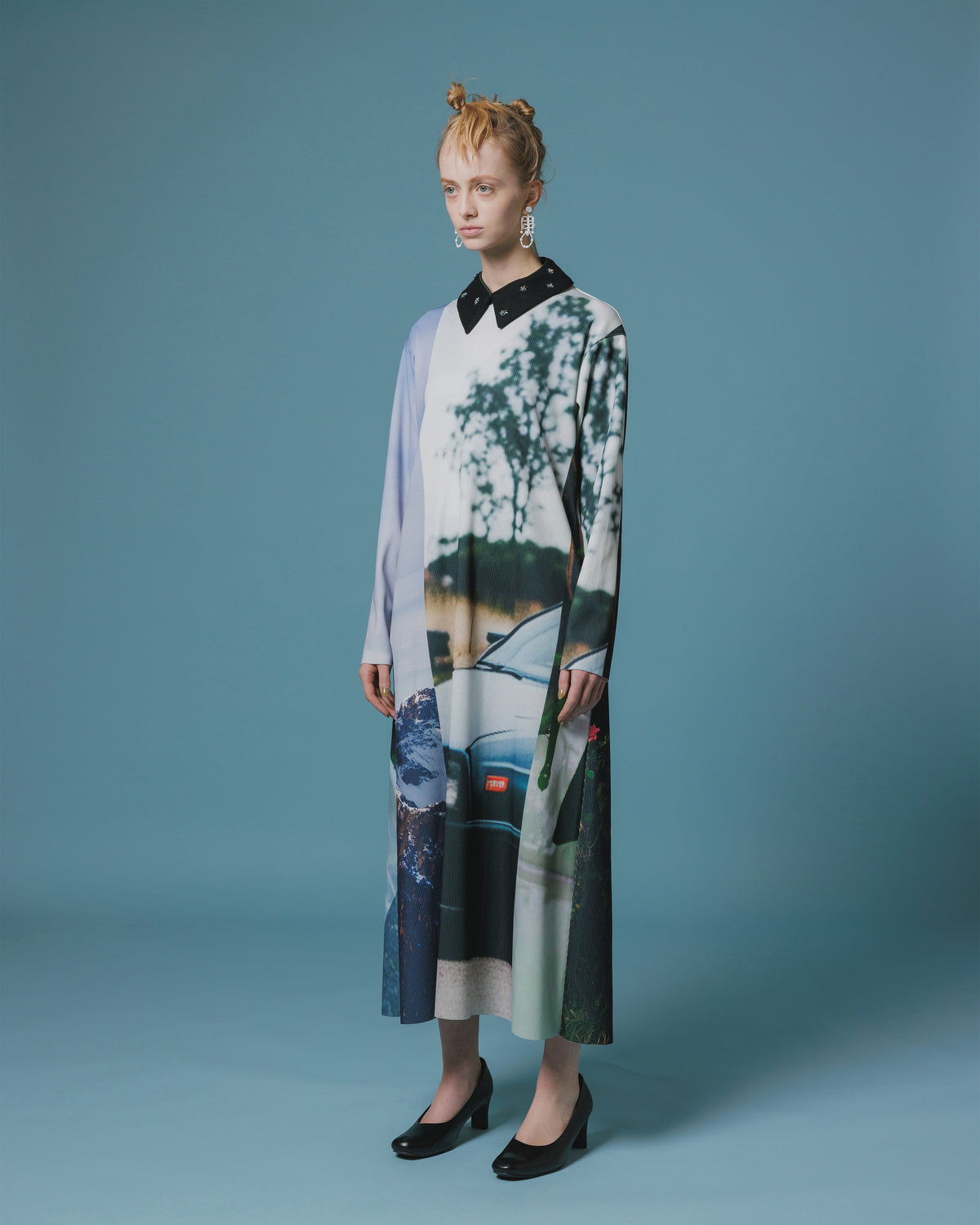 PRINT RIB L/S ONE-PIECE (COLLAGE)