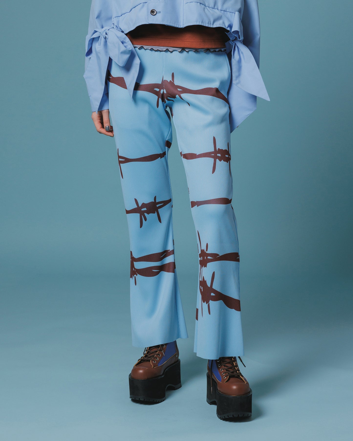 RIB FLARE PANTS (L.BLUE)