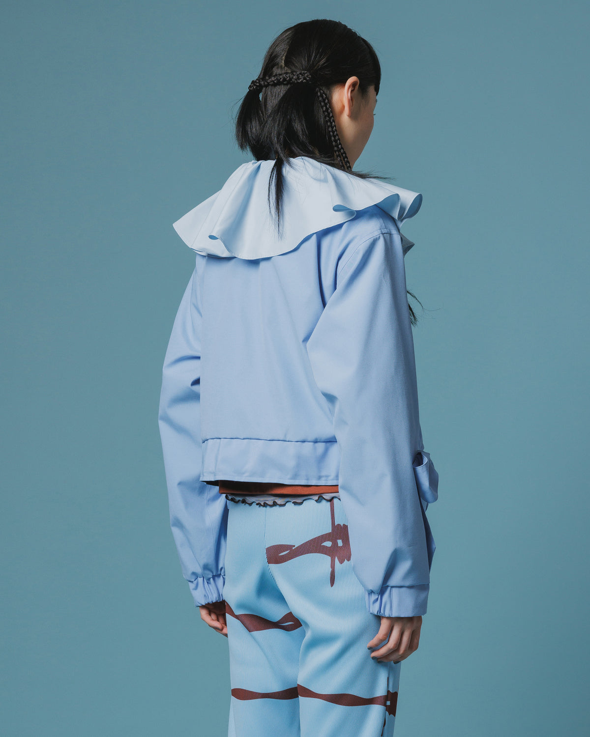 REVERSIBLE RIBBON JACKET (L.BLUE x BLACK )