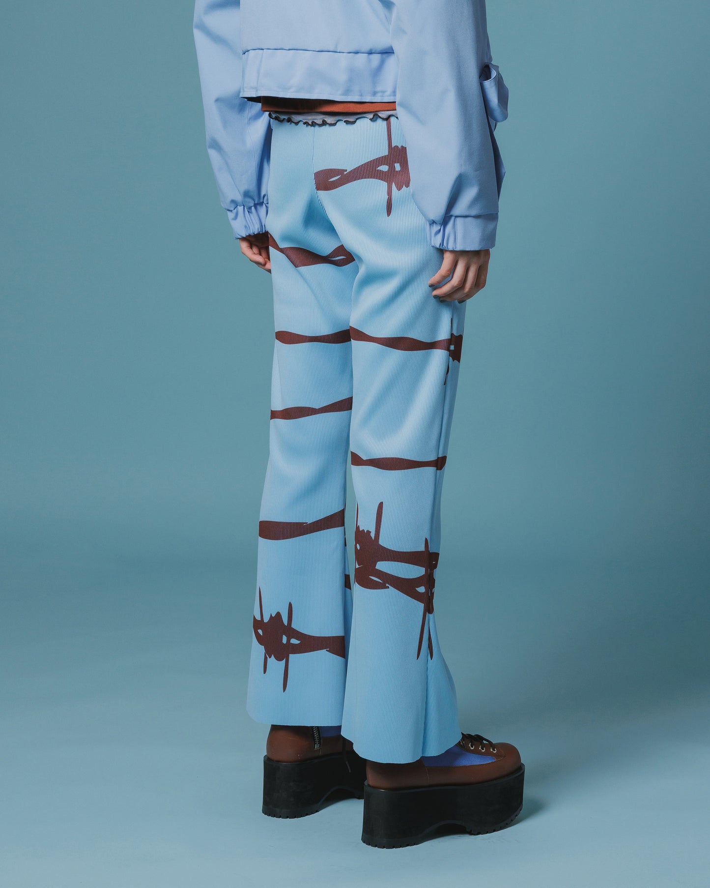 RIB FLARE PANTS (L.BLUE)