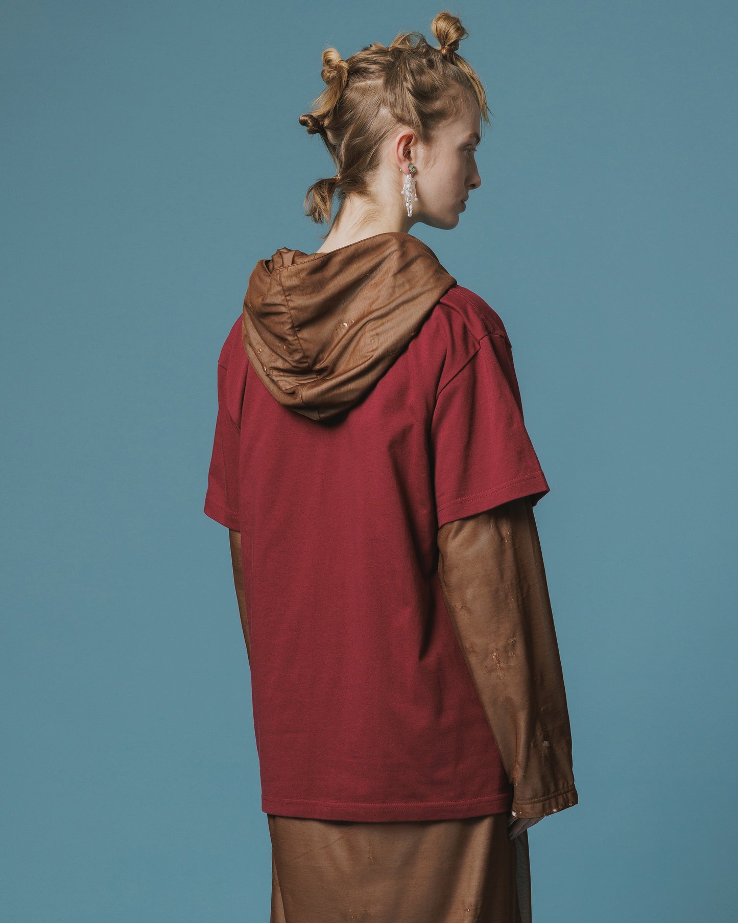LACE V-NECK T-SHIRT (WINE)