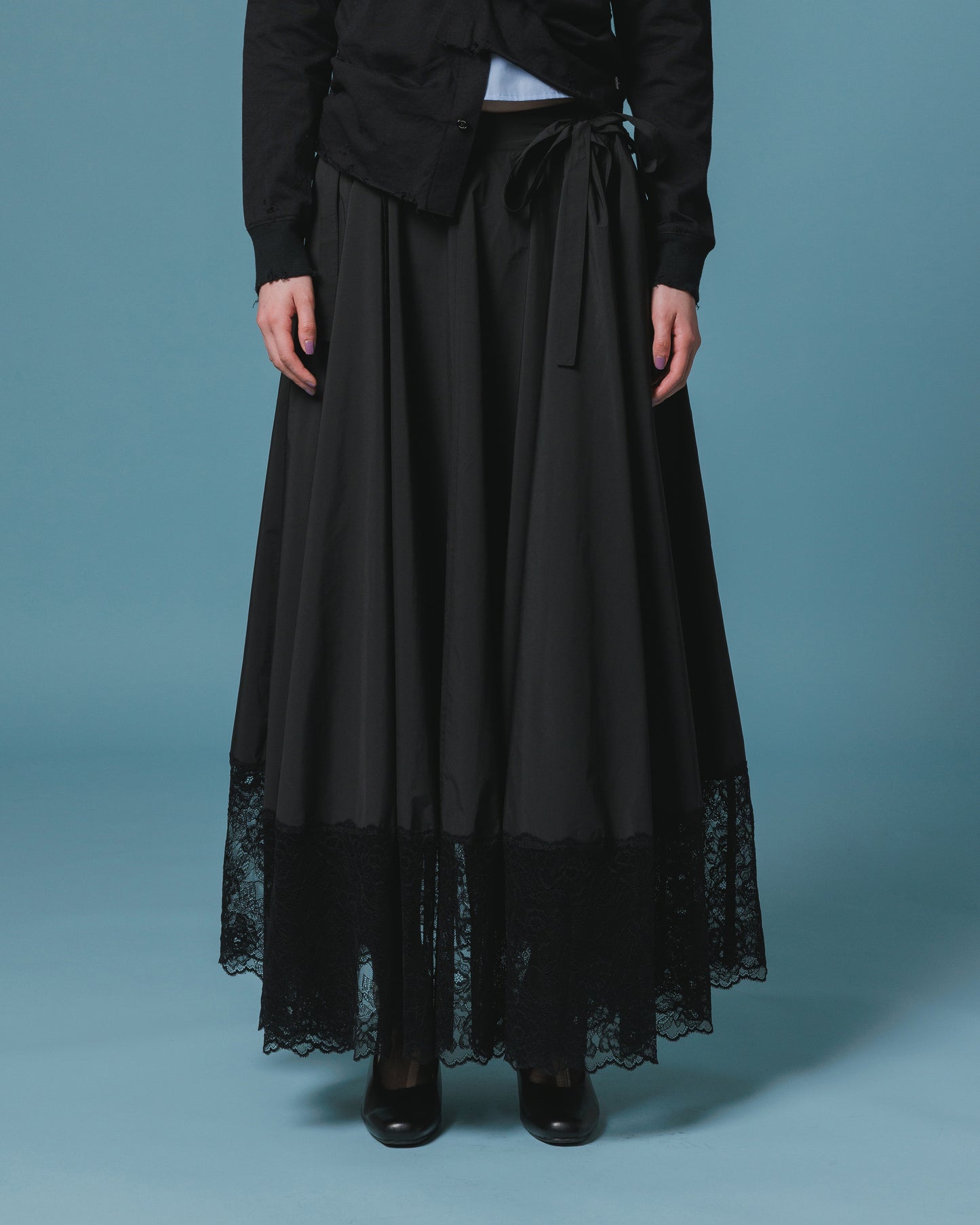 LACE RIBBON SKIRT (BLACK)