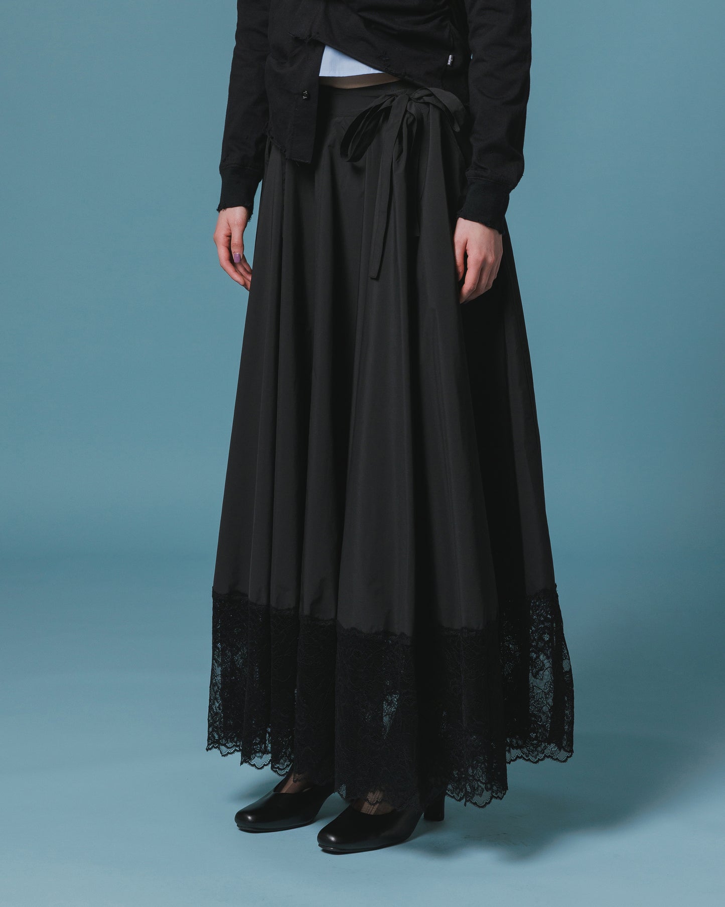 LACE RIBBON SKIRT (BLACK)