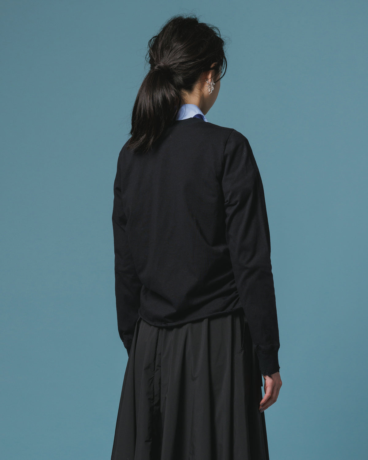 CRASH GATHER CARDIGAN (BLACK)