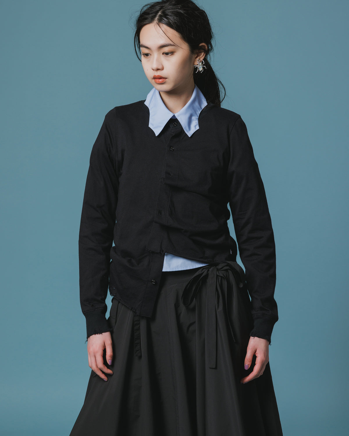 CRASH GATHER CARDIGAN (BLACK)