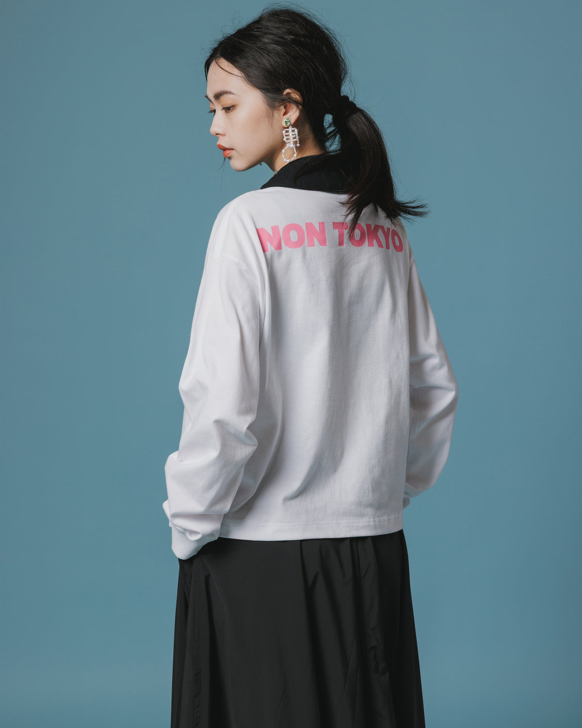PRINT L/S SHORT T-SHIRT / DEVIL APPLE (WHITE)