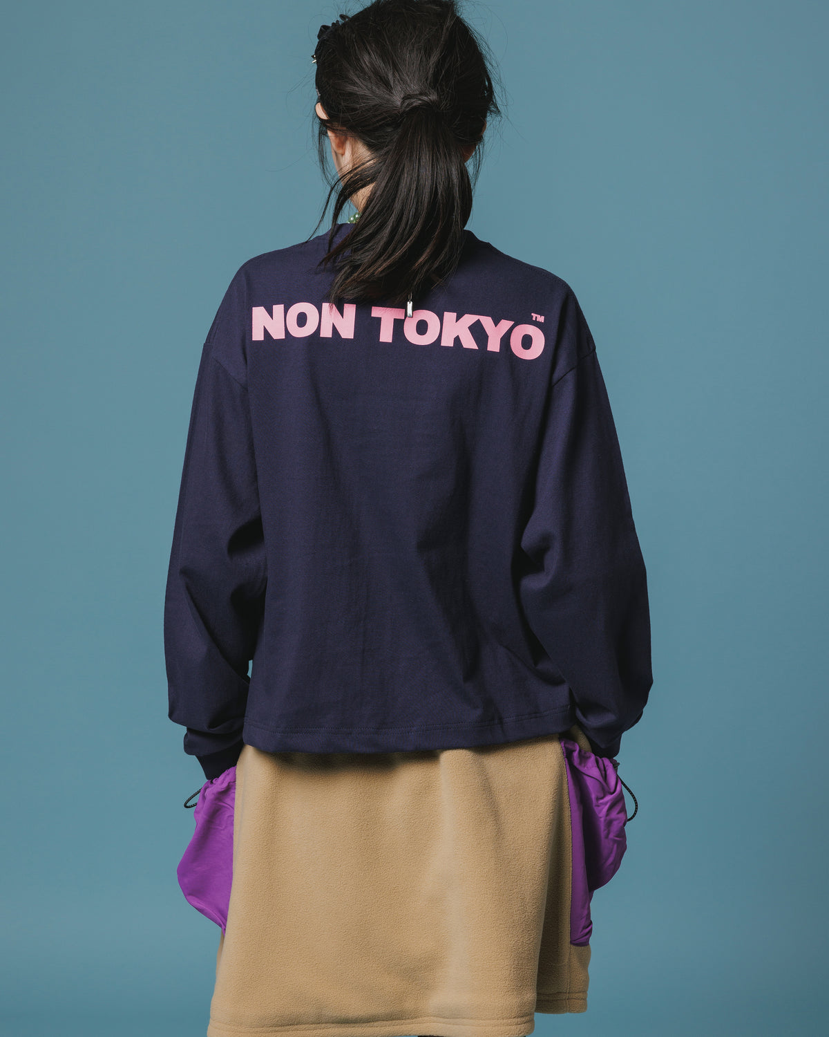 PRINT L/S SHORT T-SHIRT / DEVIL APPLE (NAVY)