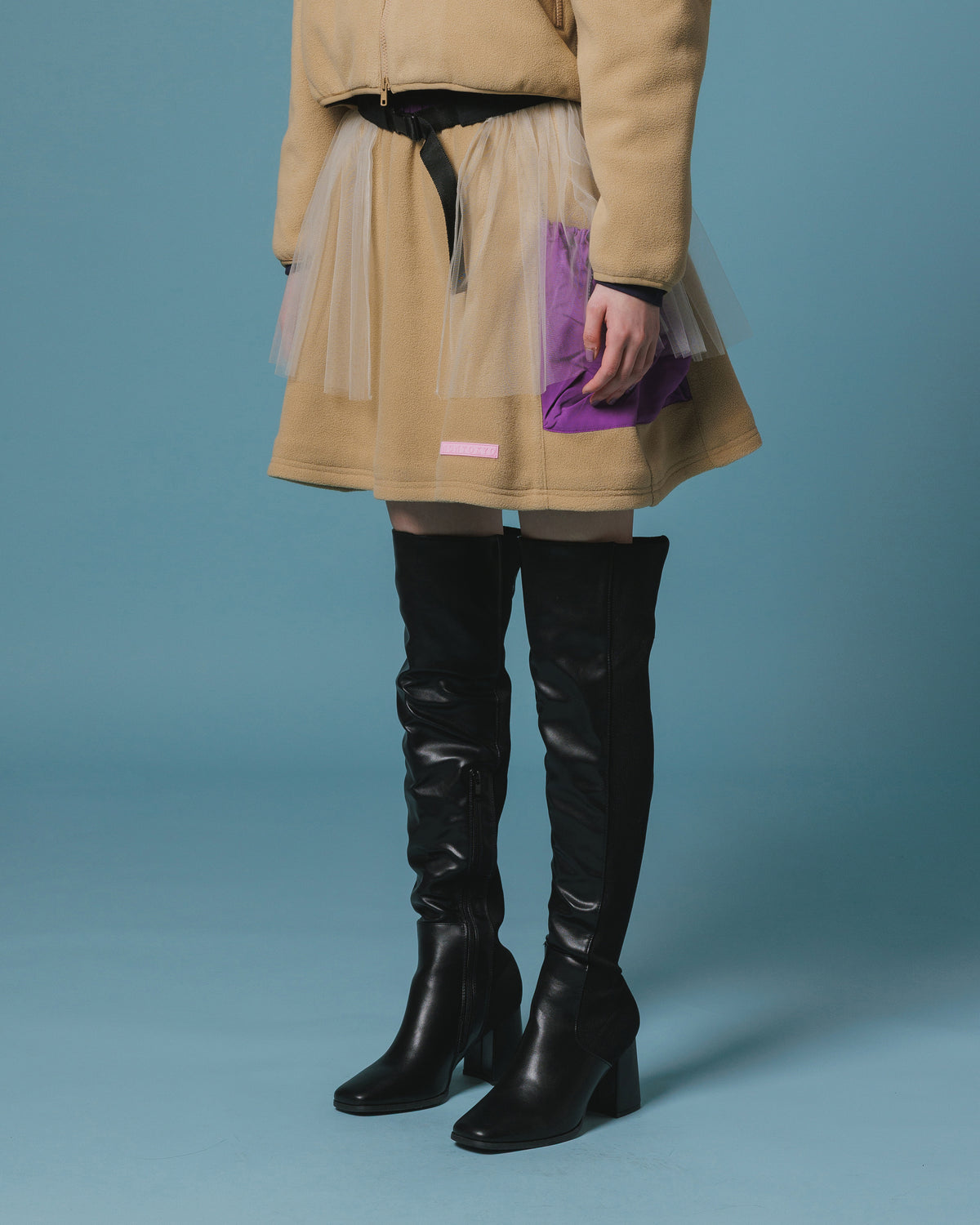 FLEECE MINI CARGO SKIRT (BEIGE)