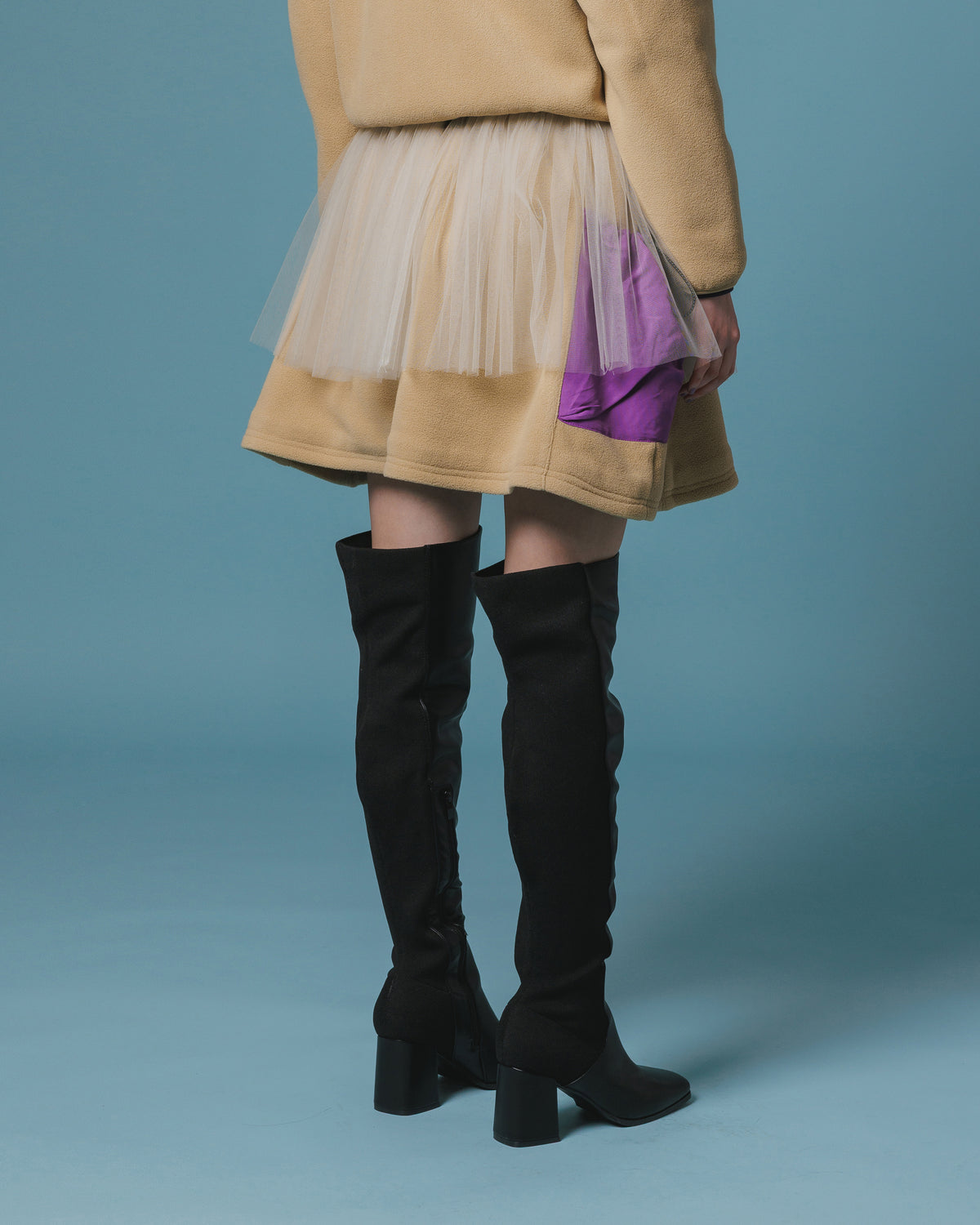 FLEECE MINI CARGO SKIRT (BEIGE)