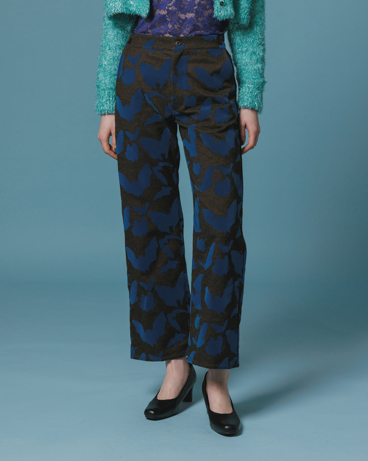 ADJUSTER FLOCKY PANTS (BROWN x BLUE)