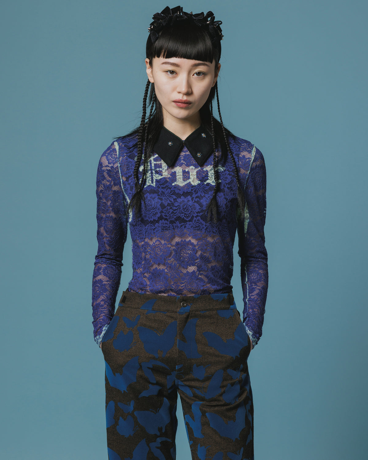 LACE DIRECT PRINT C/S (BLUE)