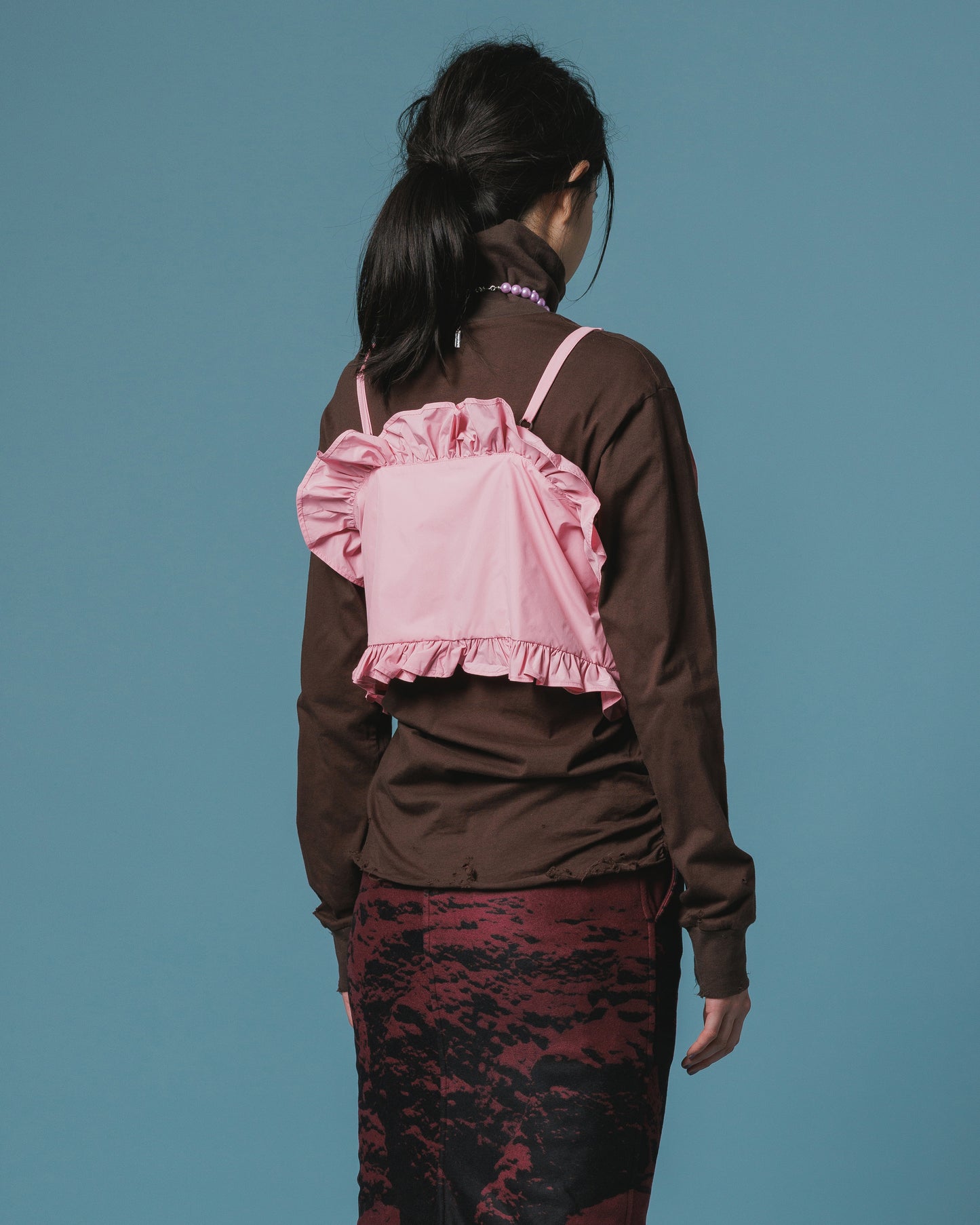FRILL CAMISOLE BUSTIER (WINE)