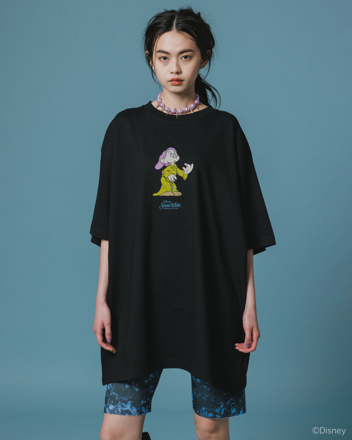 【Disney collection】PRINT BIG T-SHIRT / DOPEY (BLACK)