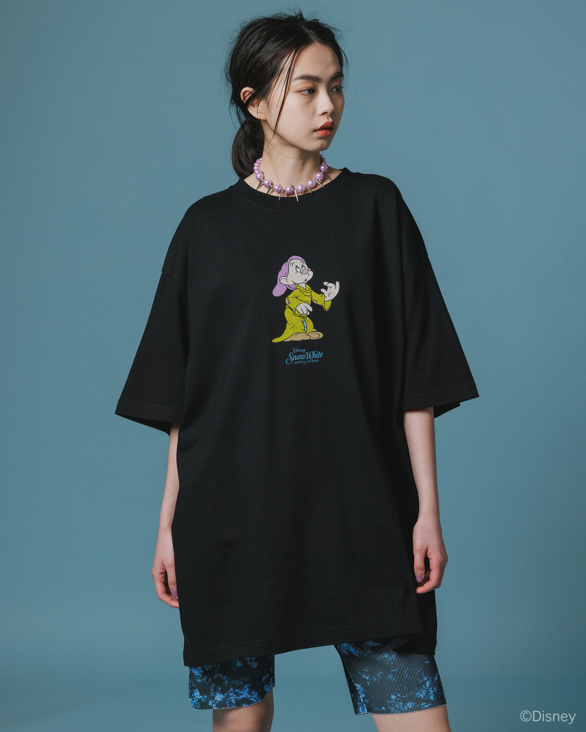 【Disney collection】PRINT BIG T-SHIRT / DOPEY (BLACK)