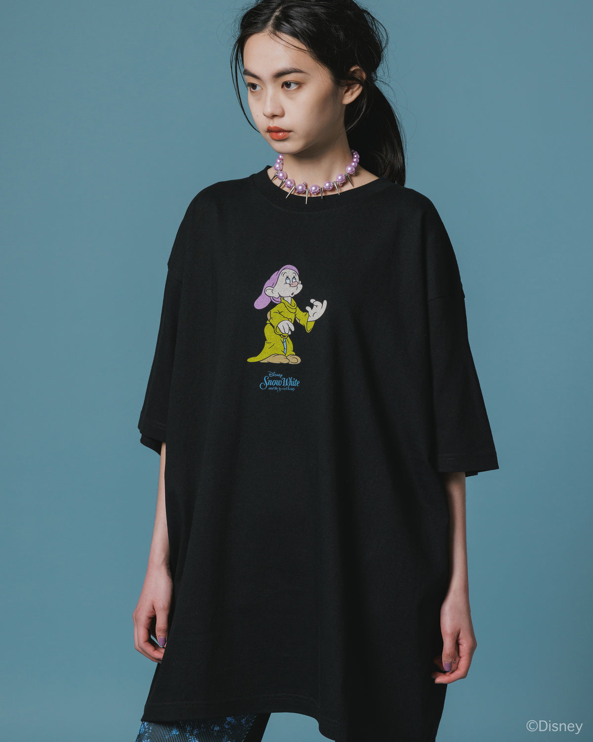 【Disney collection】PRINT BIG T-SHIRT / DOPEY (BLACK)
