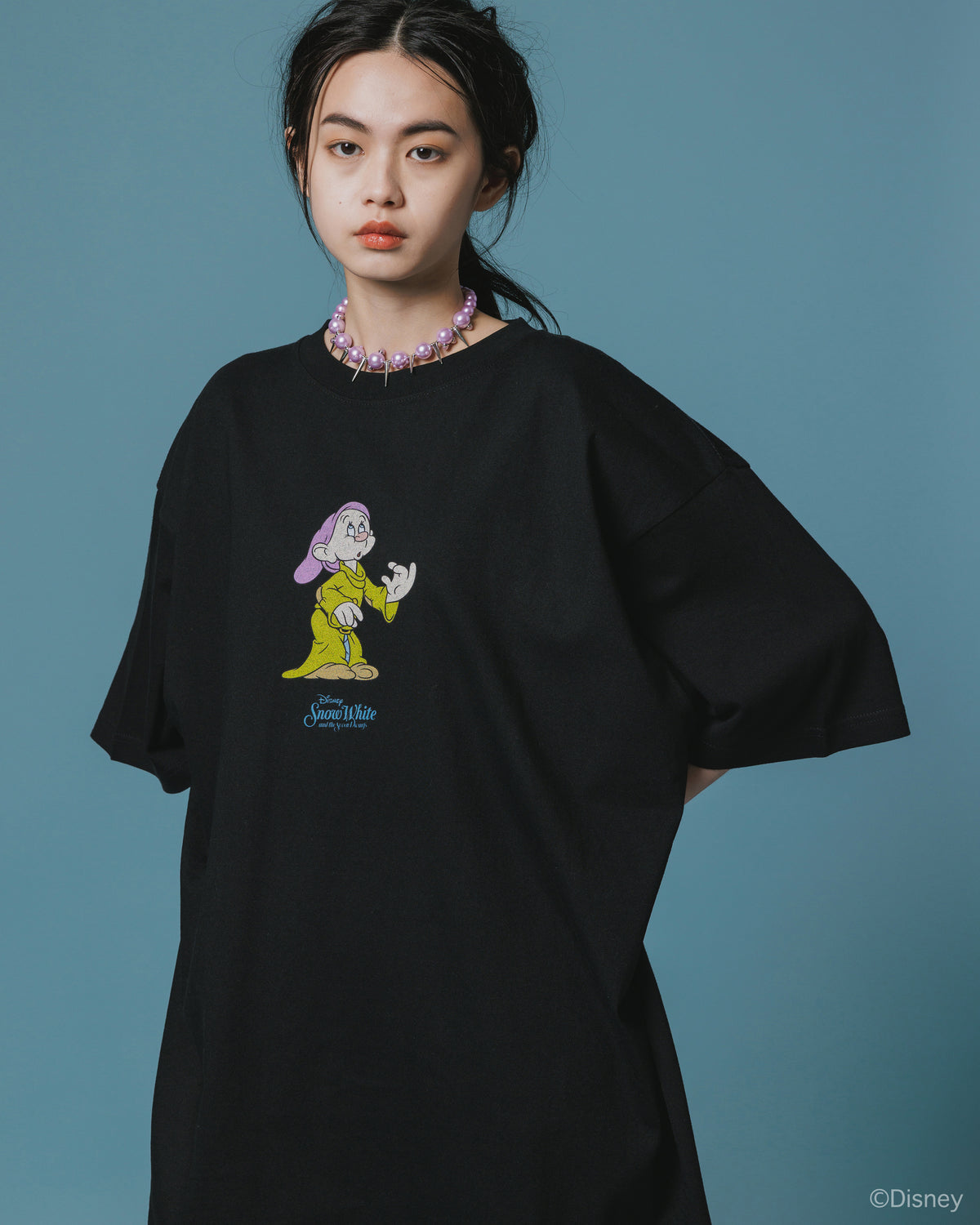【Disney collection】PRINT BIG T-SHIRT / DOPEY (BLACK)