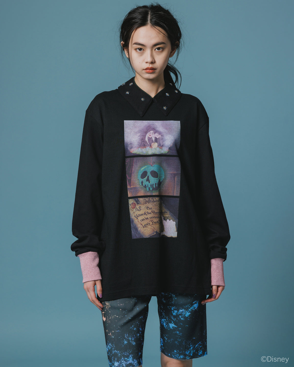 【Disney collection】PRINT L/S T-SHIRT / POISON APPLE (BLACK)