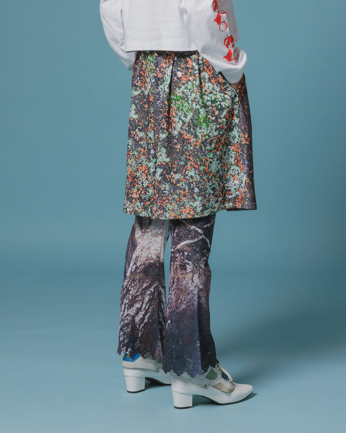 PRINT RIB WIDE SHORTS (RUST)