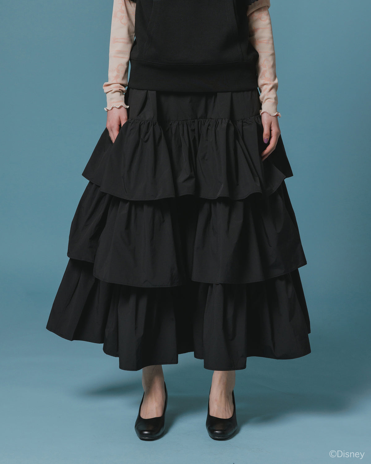 3WAY TIERED SKIRT (BLACK)