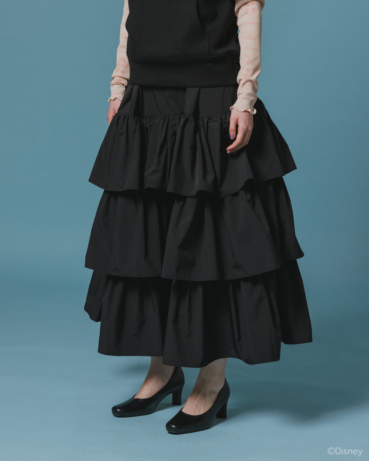 3WAY TIERED SKIRT (BLACK)