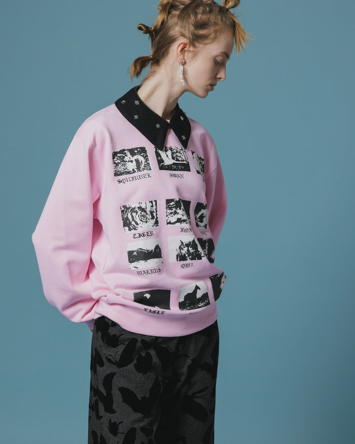 PRINT PULLOVER SWEAT / ANIMAL (PINK)